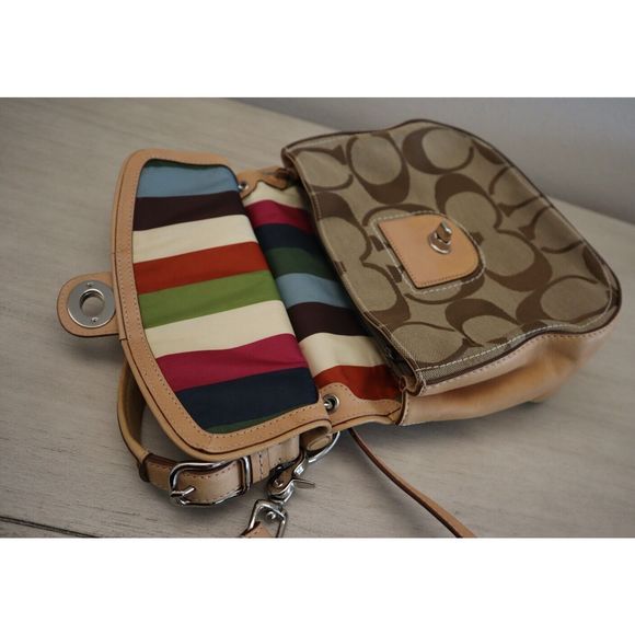 Coach Willis Brown Signature Canvas Leather ''70th Anniversary'' Crossbody Bag - Picture 15 of 16